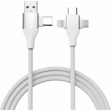 Alfais 6023 USB Type-C 5'i 1 Arada Çoklu Hızlı Şarj Kablosu Lightning Micro USB 1m