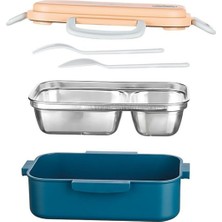 Zenvia  2 Bölmeli 150-300 ml Paslanmaz Çelik Yemek Kabı Beslenme Kabı Yiyecek Saklama Kabı