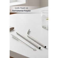 Orvila 2 Adet Paslanmaz Çelik Pipet ve Temizleme Fırçası