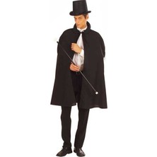 Zenvia Siyah Sihirbaz Pelerini 120 cm ve Sihirbaz Şapkası 12 cm Yetişkin Boy