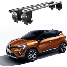 Today Auto Royal Renault Captur (2019 ve Sonrası) Uyumlu Gri Kilitli Ara Atkı Port Bagaj Tavan Barı