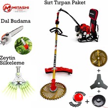 Mitashi Pro 52CC 5.7hp 2 Zamanlı Benzinli Zeytin Silkeleme + Dal Budama + Ot Biçme Aparatlı Sırt Tırpan