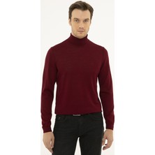 Cacharel Erkek Bordo Slim Fit Balıkçı Yaka Basic Triko Kazak 50227794-VR014