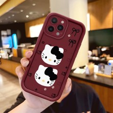 Ucuc iPhone 14 Pro Max Uyumlu Darbeye Dayanıklı Kamera Korumalı Bordo Silikon Baskı Desenli Kılıf