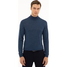 Cacharel Erkek İndigo Slim Fit Yarım Balıkçı Basic Triko Kazak 50229754-VR028