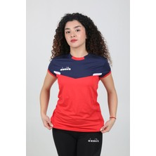Diadora Aris Kadın Tişört Kırmızı Lacivert