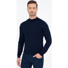 Cacharel Erkek Lacivert Slim Fit Çeyrek Balıkçı Yaka Basic Triko Kazak 50237039-VR033