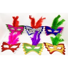 Zenvia Tüylü Kağıt Parti Venedik Balo After Maskesi 6 Adet