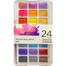 Hobi Market Art Tablet Sulu Boya Seti Metalik Renkler 24 Renk x 30 Mm.