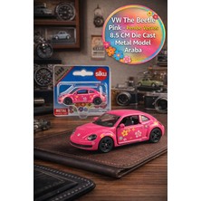 Toyfest Siku Vw The Beetle Pembe Metal Model Araba Açılır Kapılı Çiçekli 1488 - 8.5 cm