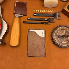 Bi Deri Bideri Kybele Hakiki Deri Yapışkanlı Kartlık Kahverengi