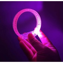 Zenvia Pembe LED Işıklı Baskı Yapılabilen Pilli Bileklik Bilezik 1,5 cm Genişlik