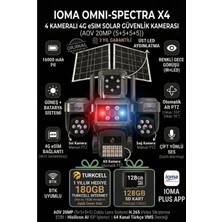 Ioma 4 Kameralı, 4g Sim Kartlı, Yıllık 180GB Turkcell Internet ve 128GB Sd Kart Dahil, Çakarlı, Sirenli 2 Solar Panel