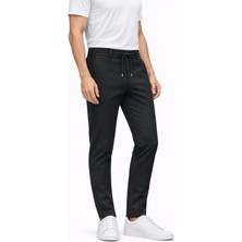 Yazı Erkek Slim Fit Dar Kesim Beli Bağlamalı Yan Cepli Casual Jogger Pantolon