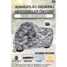 Dock Kamuflaj Desenli Arora Ym 150-A  Kilit ve Çanta Uyumlu Motosiklet Brandası(Tam Koruma)