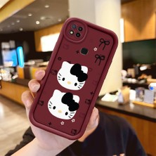 Ucuc Xiaomi Redmi 9C/10A Uyumlu Darbeye Dayanıklı Kamera Korumalı Bordo Silikon Baskı Desenli Kılıf