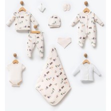 HaanBebe Sevimli Hayvan ve Doğa Figürlü Unisex Bebek Hastane Çıkışı - %100 Pamuklu 10’lu Set