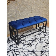 Sevinç Mobilya Siyah Boyalı Içi Kareli Diktörtgen 100 cm x 40 cm Oturak Puf - Bench - Makyaj Oturağı - Oturak