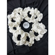 Aslı Özgün 10'lu Beyaz Scrunchie Saç Toka Seti (Kına, Nişan, Bride To Be Hediyelik)