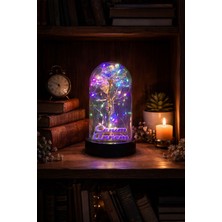 Novatech İnovasyon Fanus Içinde Renkli Yapay Çiçek ve “canım Annem” Yazılı Figürlü Peri LED Dekoratif Işık Anneler Günü Hediye