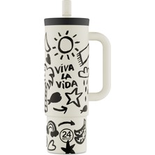 24 Bottles Straw Cup Viva La Vida Pipetli Paslanmaz Çelik Termos 800 ml