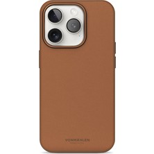Vonmahlen iPhone 16 Pro Deri Görünümlü Magsafe Kılıf Kahverengi