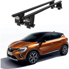Today Auto Royal Renault Captur (2019 ve Sonrası) Uyumlu Siyah Kilitli Ara Atkı Port Bagaj Tavan Barı