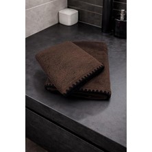 Türkühome Siyah Istiridye Dikişli %100 Pamuk Yumuşak Dokulu Yüksek Su Emici 2'li Banyo Havlu SETI|50X90-70X130
