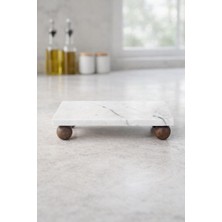 İliva Doğal Mermer Yağlık Altlığı Standı 23X11,5 cm - Mutfak Düzenleyici Sabunluk Organizer