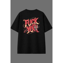 Vsrn Kaplan 1 Tasarım Arka Baskılı Siyah Oversize T Shirt