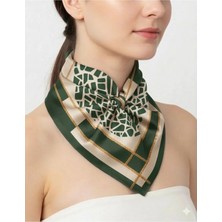 Tarzını Seç Yeşil Mozaik Zincir Fular / Bandana / Aksesuar 48X48 cm