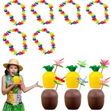 Zenvia Tropikal Hawaii Parti Malzemeleri – Kolye, Pipet, Bardak Seti