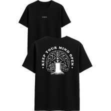 Vsrn Keep Your Tasarım Baskılı Siyah Oversize T Shirt