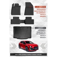 Sahler Renault Clio 6 2026 ve Sonrası Uyumlu 4.5d Premium Havuzlu Oto Paspas ve Liner Bagaj Havuzu