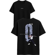 Vsrn O Anime Tasarım Baskılı Siyah Oversize T Shirt