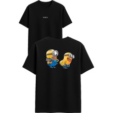 Vsrn Sarı Adamlar Dövmeci Tasarım Baskılı Siyah Oversize T Shirt
