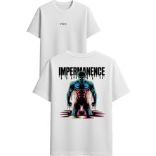 Vsrn Impermanence Tasarım Baskılı Beyaz Oversize T Shirt
