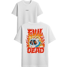 Vsrn Evıl Dead Tasarım Baskılı Beyaz Oversize T Shirt