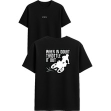 Vsrn When In Doubt Throttle Tasarım Baskılı Siyah Oversize T Shirt