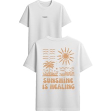 Vsrn Sunshine Is Tasarım Baskılı Beyaz Oversize T-Shirt