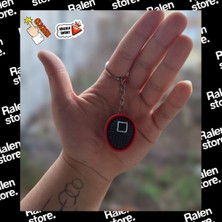 Ralen Squid Game Kare Sembollü Clicker Anahtarlık – 3D Baskı Stres Giderici Butonlu Oyuncak Anahtarlık (Square Mask)