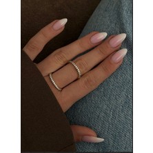 Ikili Taşlı Gold Yüzük