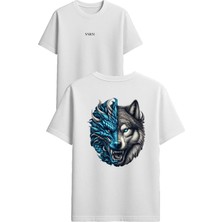 Vsrn Ejder Kurt Tasarım Baskılı Beyaz Oversize T-Shirt