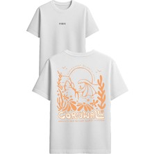 Vsrn Cornwall Tasarım Baskılı Beyaz Oversize T-Shirt