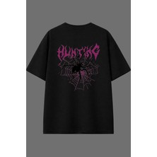 Vsrn Spider Hunter Tasarım Arka Baskılı Siyah Oversize T Shirt