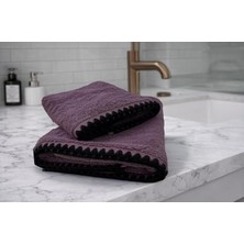 Türkühome Siyah Istiridye Dikişli %100 Pamuk Yumuşak Dokulu Yüksek Su Emici 2'li Banyo Havlu SETI|50X90-70X130