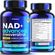 Vitamax Nad+ Advanced + Resveratrol Complex Urolithin A, COQ10, Quercetin 60 Kapsül .