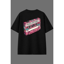 Vsrn Kaset Çalar Tasarım Arka Baskılı Siyah Oversize T Shirt