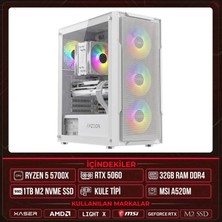 Xaser Light X20 Ryzen 7 5700X 32GB Ram 1tb M.2 Nvme SSD 8gb RTX5060 Masaüstü Oyuncu Oem Bilgisayar