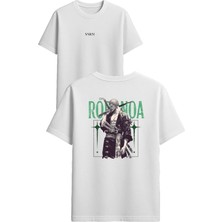 Vsrn Kılıçlı Anime Tasarım Baskılı Beyaz Oversize T-Shirt